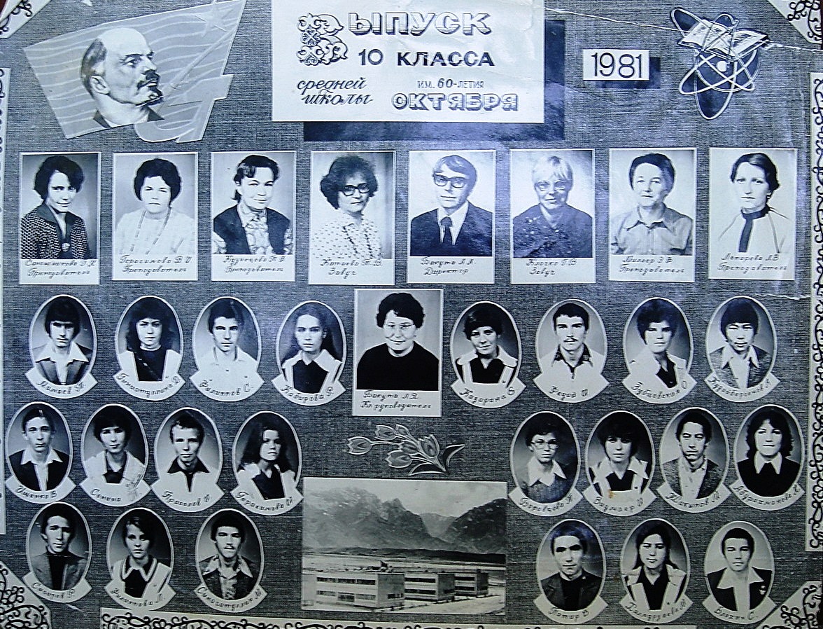 Виньетка выпускников 1981 года Хайдарканской средней школы