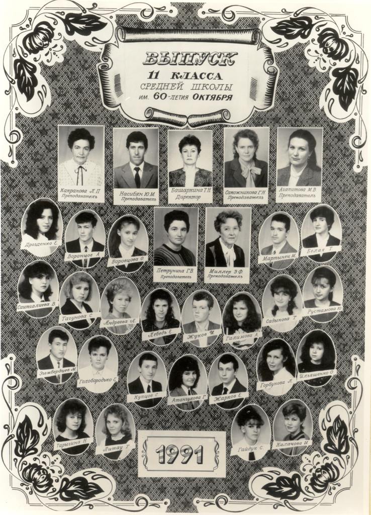 Виньетка выпускников 1991 года Хайдарканской средней школы