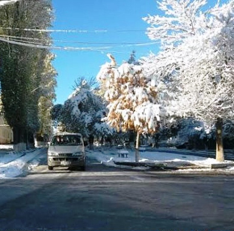 Улица Крупской после снегопада, Хайдаркан (Айдаркен), Киргизия
